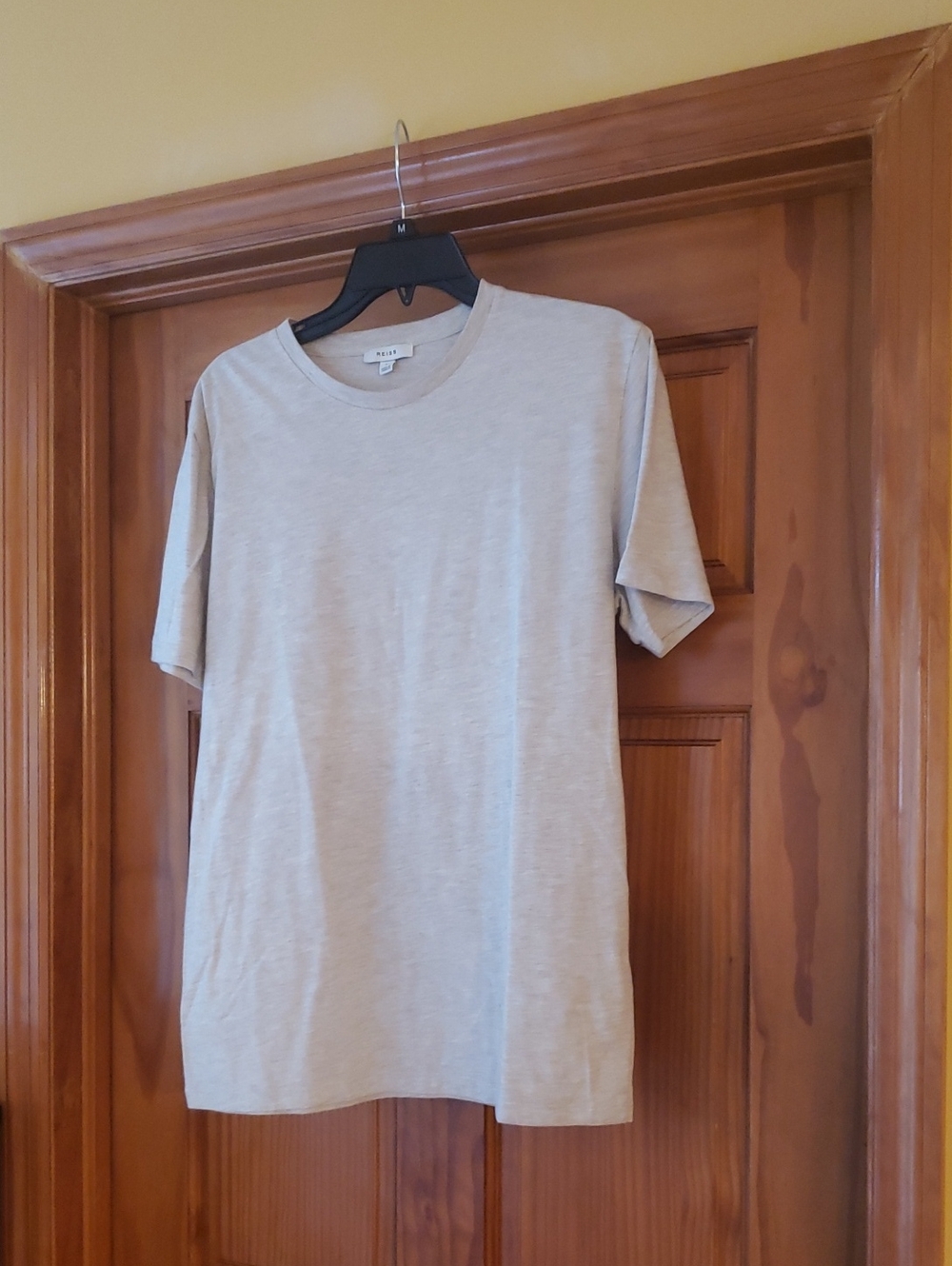 Reiss Men's Light Beige Crew Neck Tee